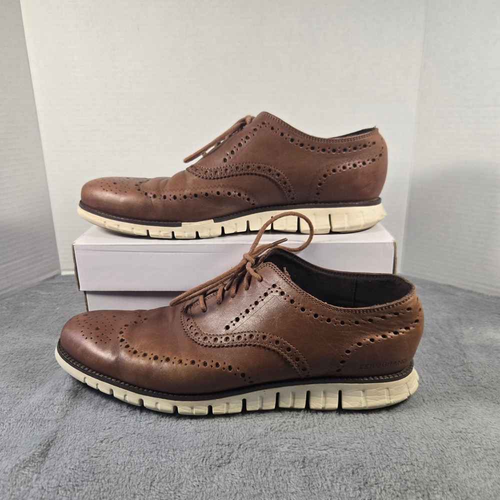 Cole Haan Zerogrand Wingtip Oxford British Tan Leather Shoes C14493 Mens 12M